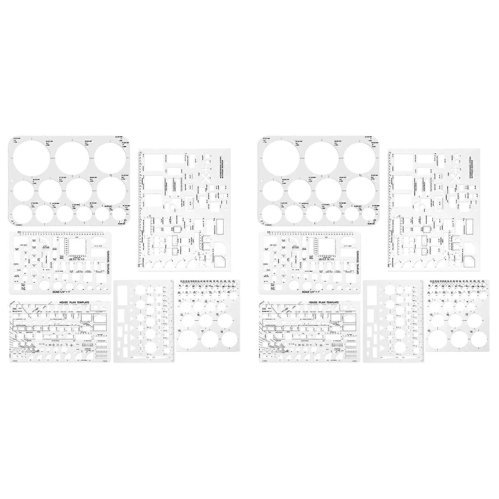 12pcs Circle Template for Drafting, Geometric Shape Stencils Circle Square Measuring Ruler for Building Formwork Drawing