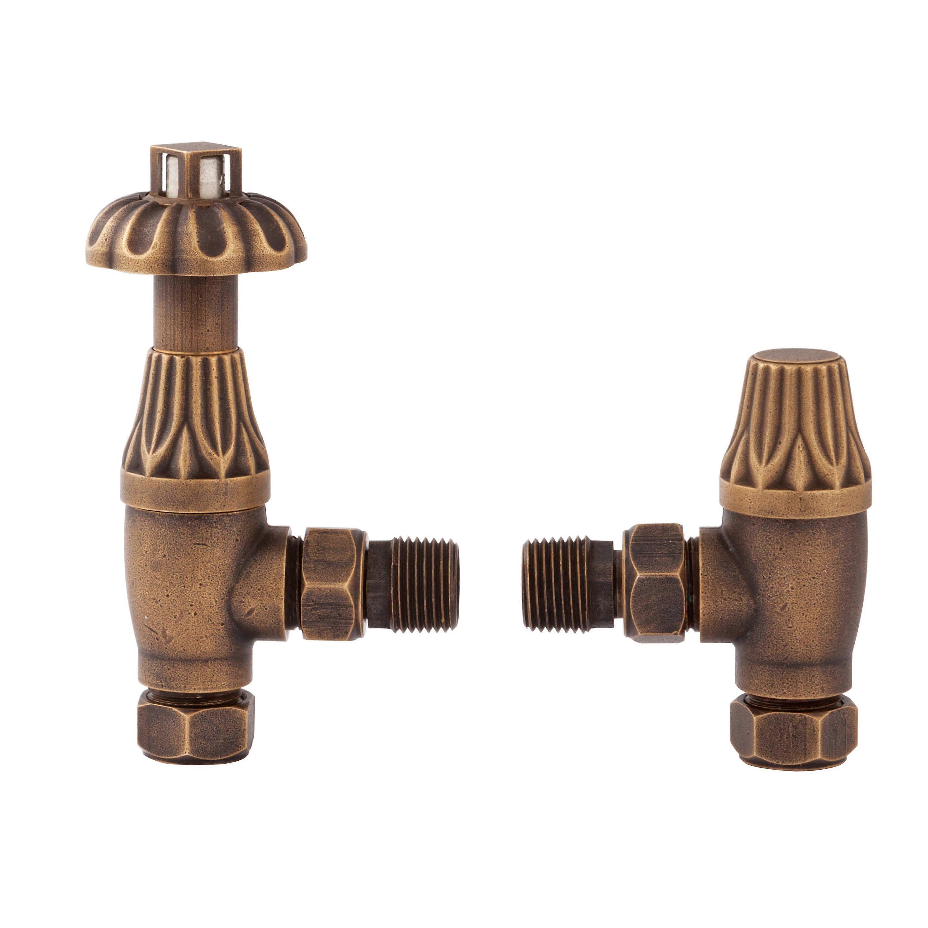 Heating Accessories Thermostatic Radiator Valve Pack, Antique Brass