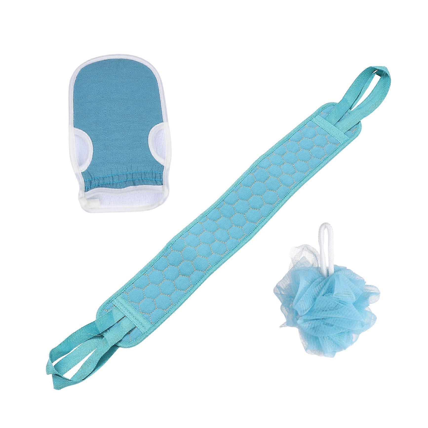 Back Scrubber for Shower Long Strap Exfoliating Bath Towel Set with Gloves Loofah and Face Cloth