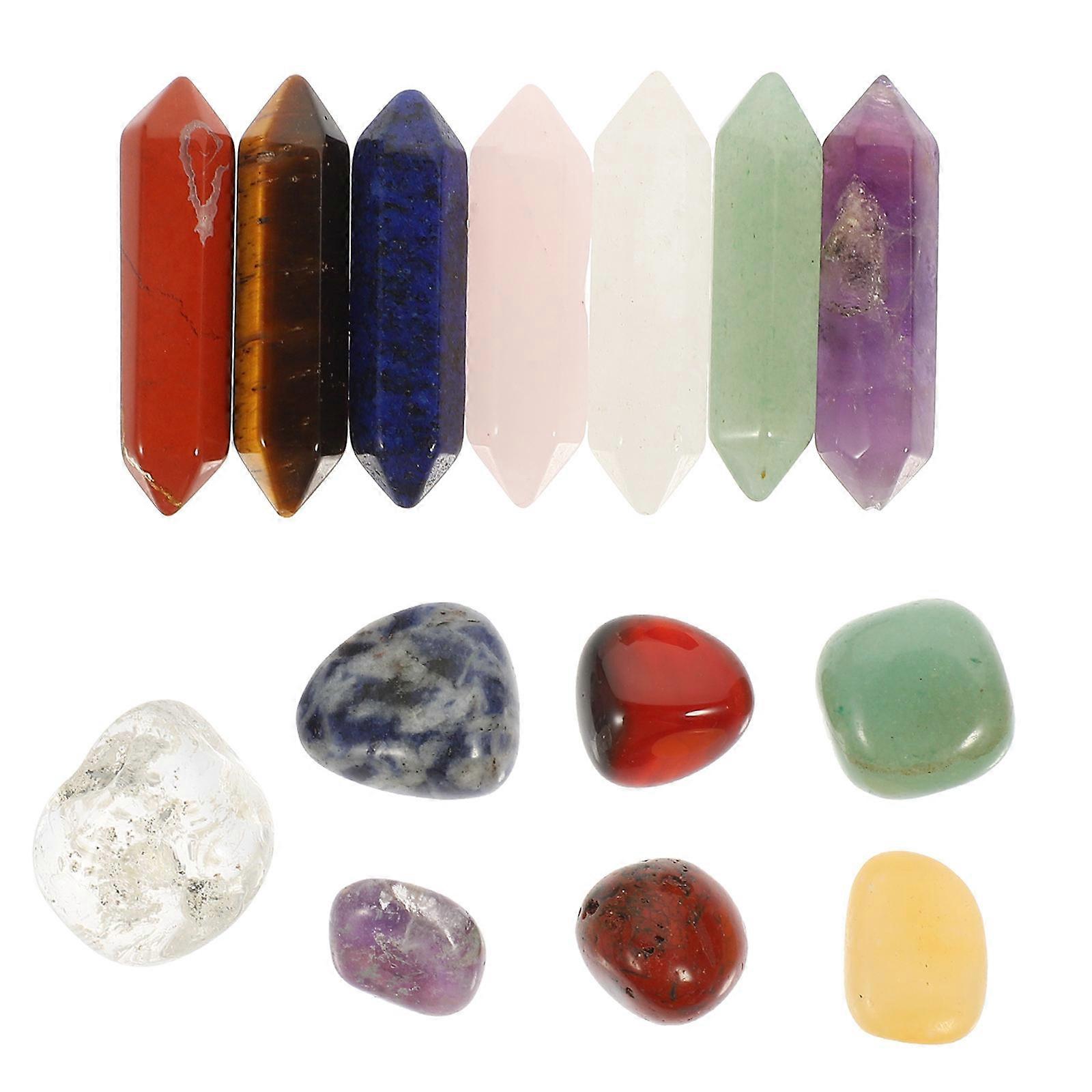 Natural Crystal Stone Hexagonal Column Tables Assorted Color for Sleep Aid 14Pcs