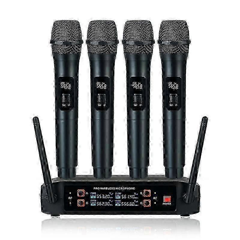 2025 Microfono wireless professionale portatile a 4 canali UHF Dynamic Plug EU Plug Microfono wireless