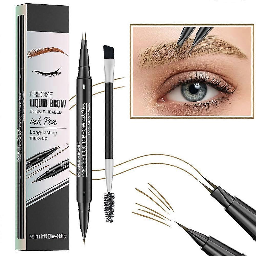 Light Brown Waterproof DualEnded Microblading Eyebrow Pen with Precision Microfork Tip