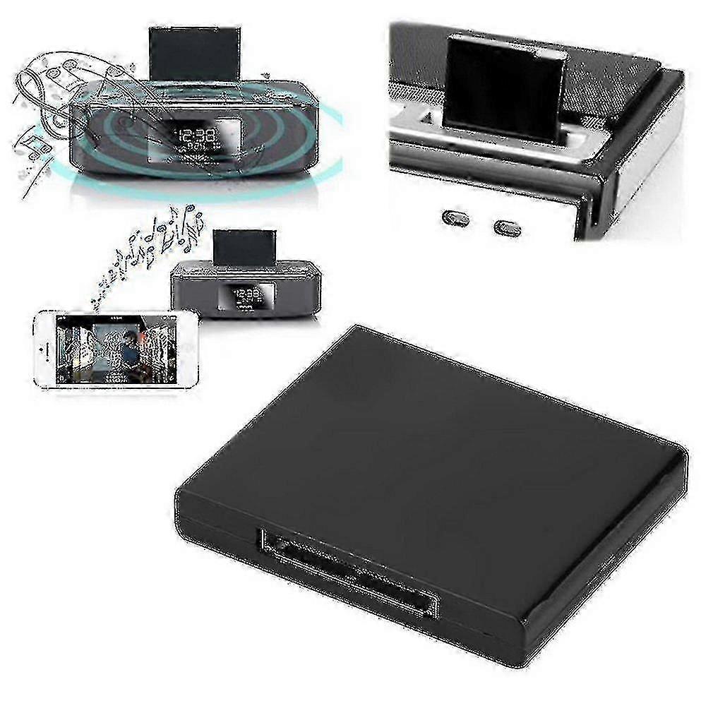 Bluetooth A2DP music receiver adapter for iPod and iPhone, 30-pin dock speaker.