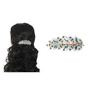 Hair Clips for Women Green Crystal Claw Style Bridal Hair Accessories Handmade Sparkly Barrette