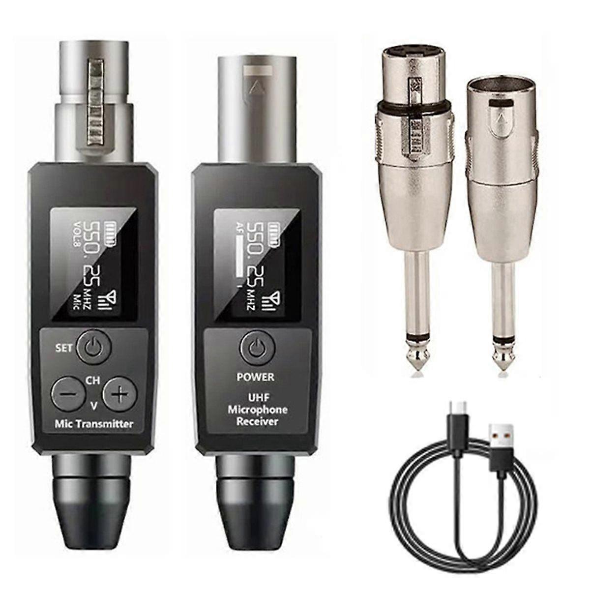 Wireless Microphone Transmitter Receiver for Dynamic Microphone, 20 Channels,Guitar Receiver for Aud