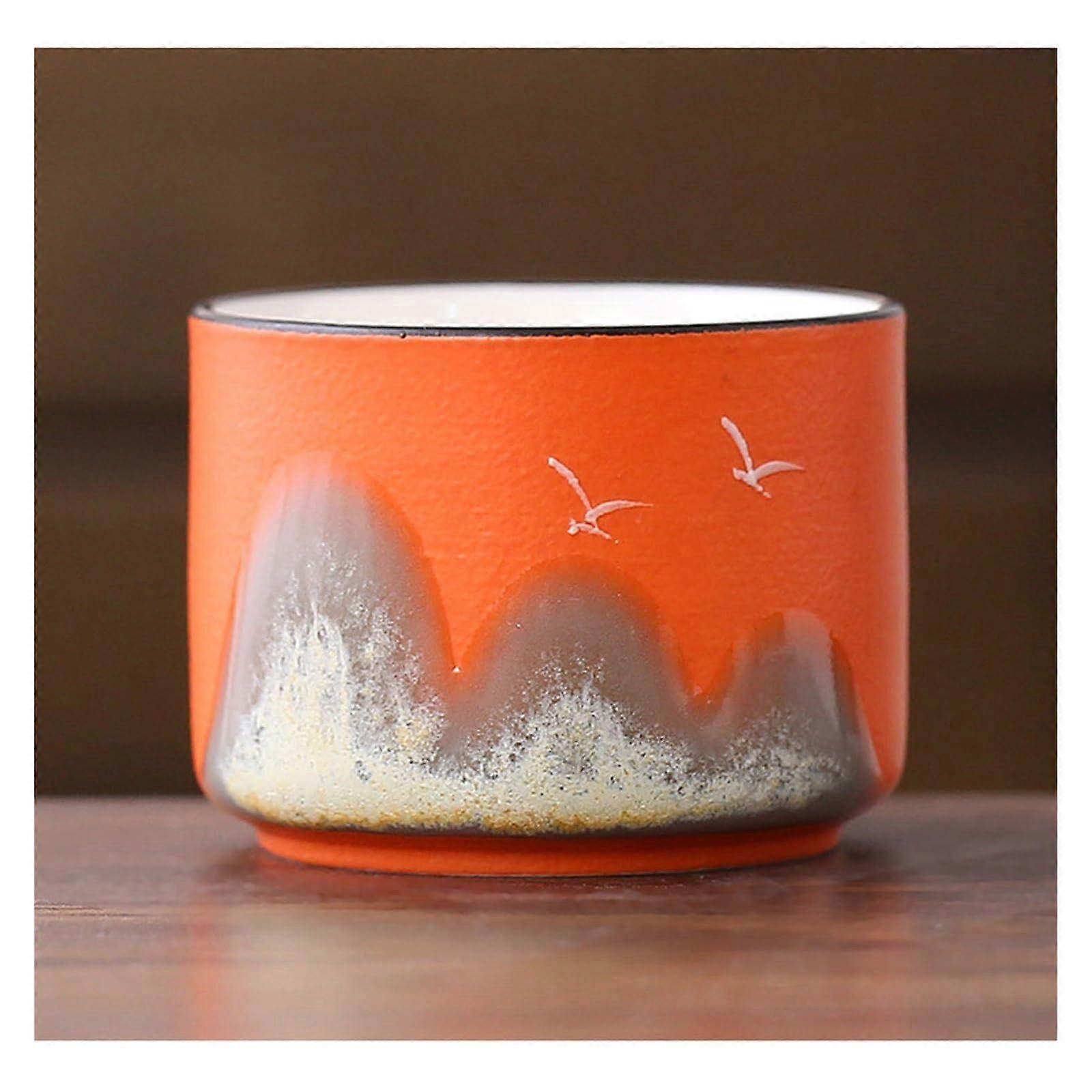 Ceramic Tea Cup Hand Painted Small Stackable Lightweight Easy Clean for Home Office Gift