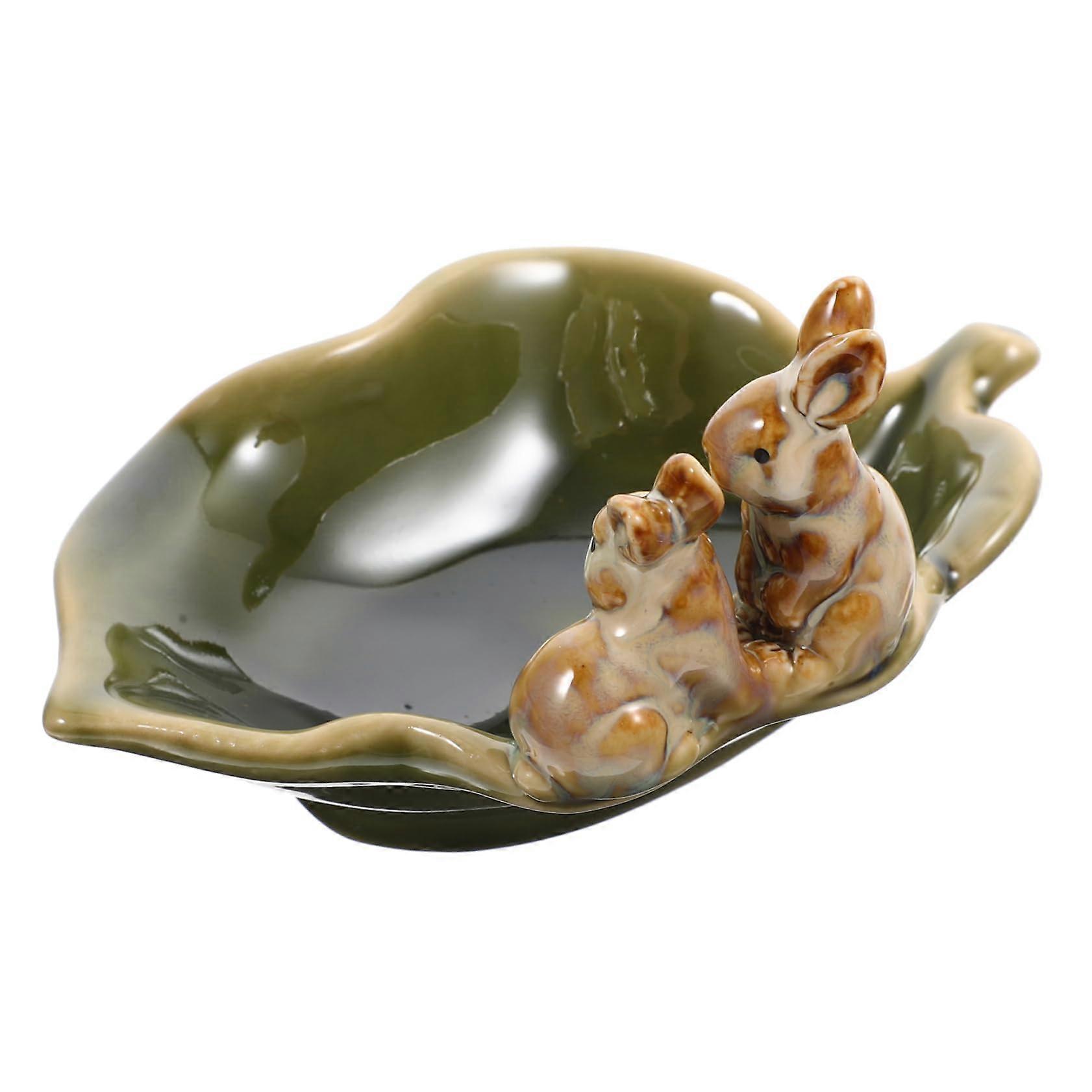 Ceramic Rabbit Soap Dish with Self Draining Design and Stable Base for Bathroom Decor Ref: 1904