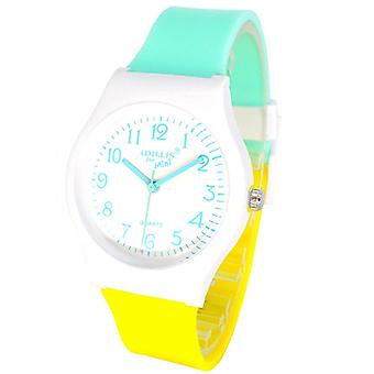 Veeki Kleurrijke Jongens Meisjes Horloges, Tieners Student Time Polshorloge Zachte Siliconen Band (lichtgroen)