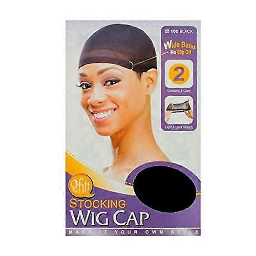 Wig Cap Black Dome Style with Adjustable Straps, Breathable Lightweight Fabric, 2 Pack