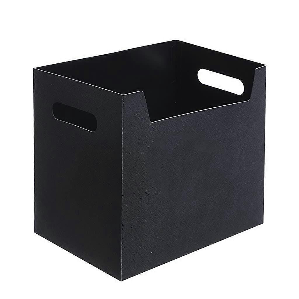 Foldable Storage Box with Side Handle for Books and Documents, Compact Stackable Organizer 29x25x20cm