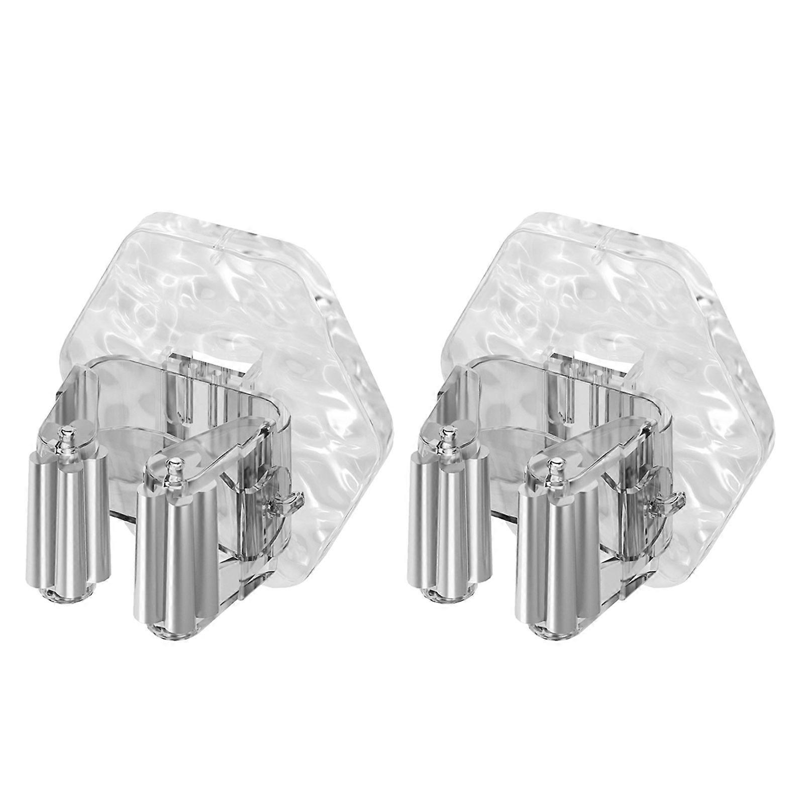 Multifunctional Clear Waved Pattern Wall Hook for Mops Sweepers Cleaning Accessories Adhesive Installation  Transparent silver