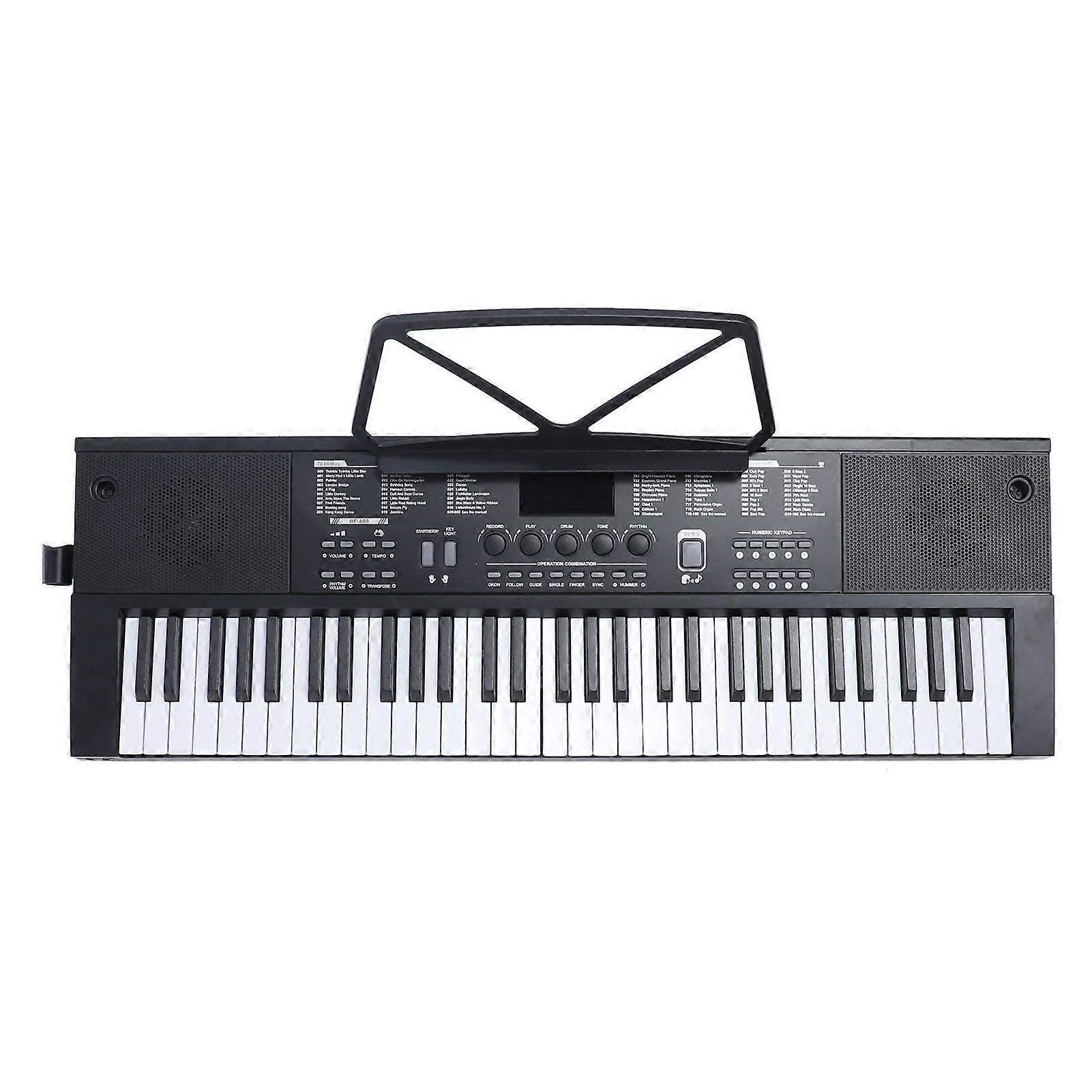 61 Key Electronic Keyboard with LED Display, 200 Tones and Illuminated Teaching Keys for Beginners