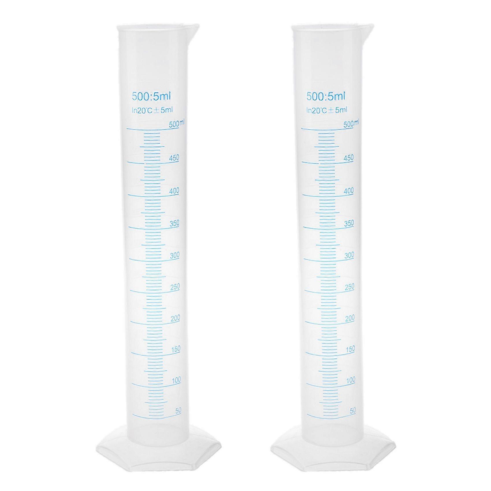 2X 500 Ml Plastic Transparent Graduated Tube.