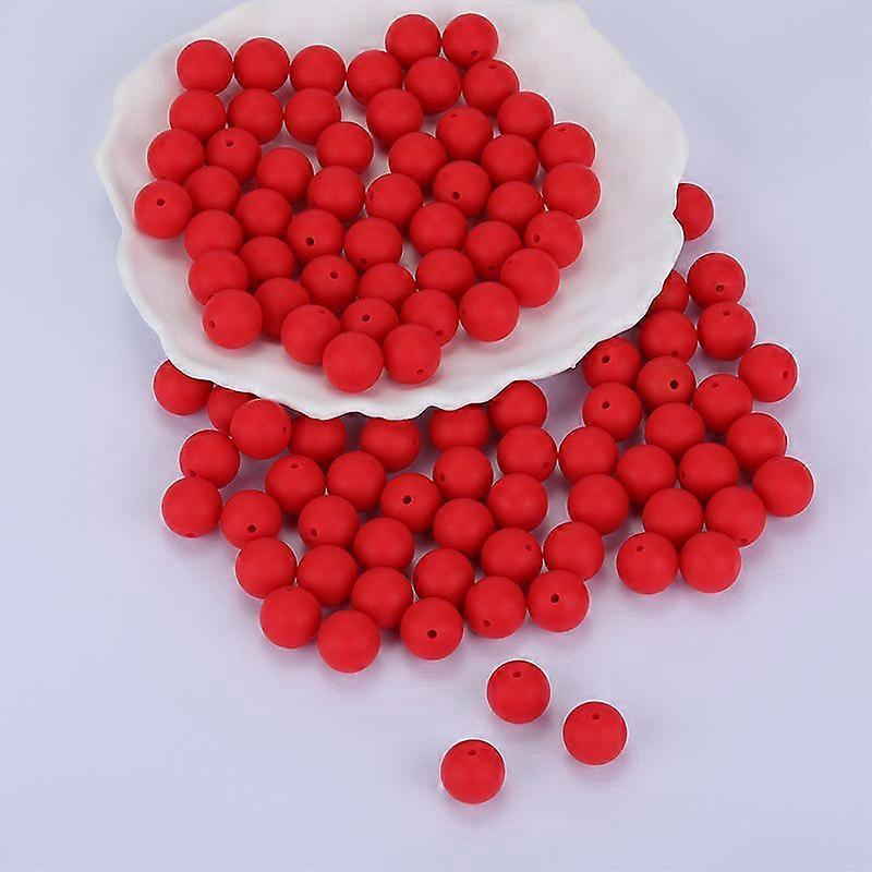 Round Silicone Focal Beads Red 15mm Hole: 2mm