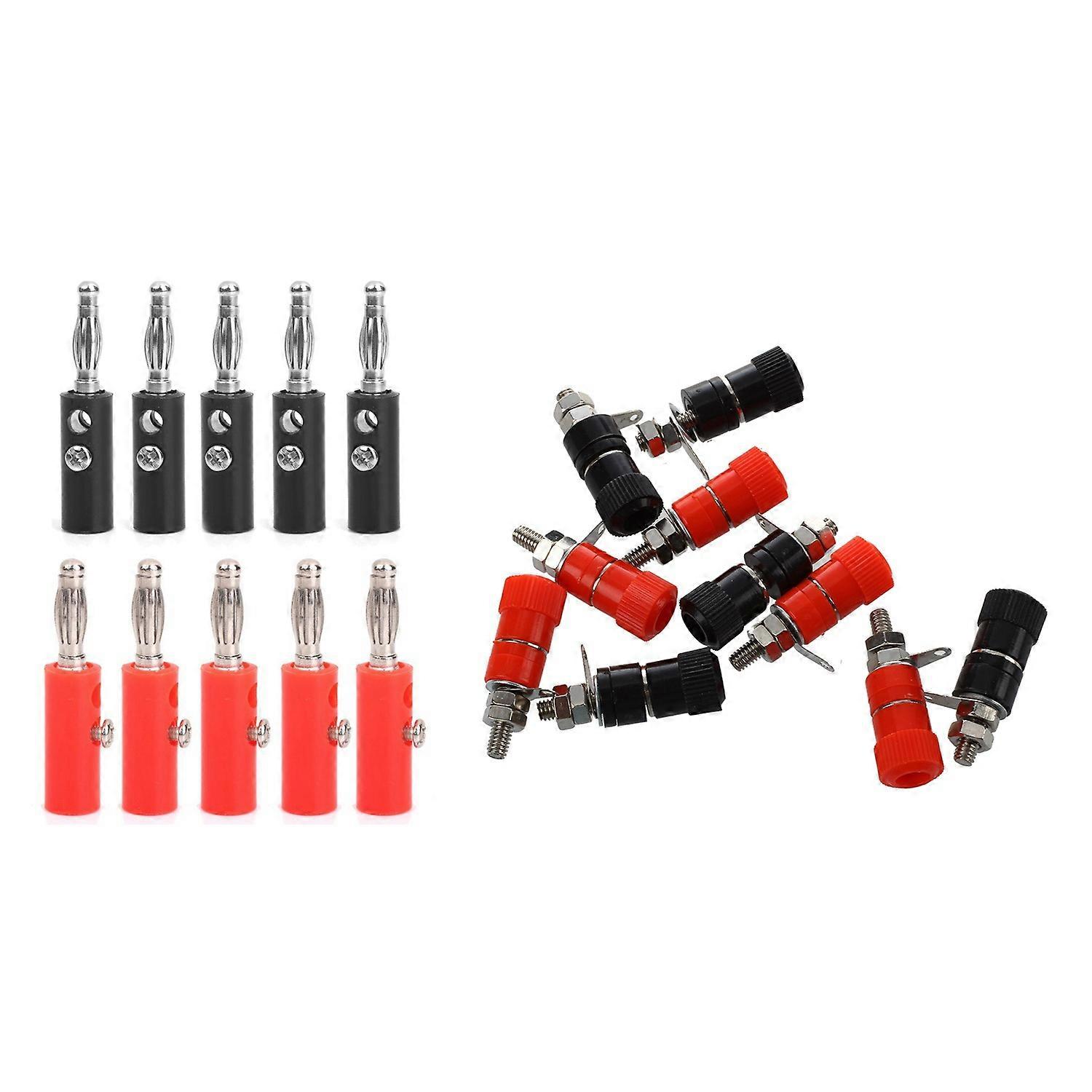 20 Pcs 3.8Mm Thread 4Mm Banana Plug Socket Red + BlackBinding Post Replacement & Connectors