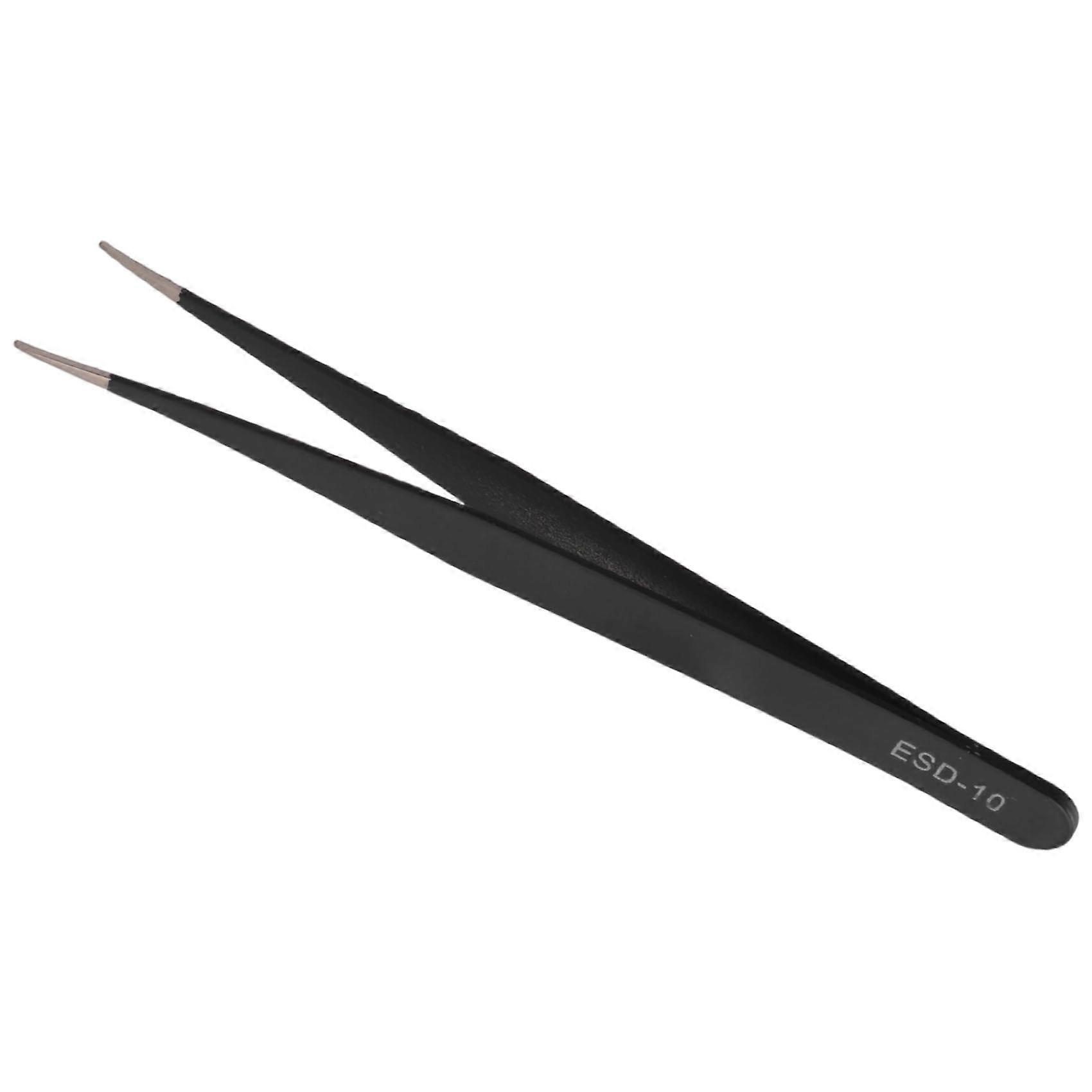 Black Metal Straight Sharp Tip Tweezer