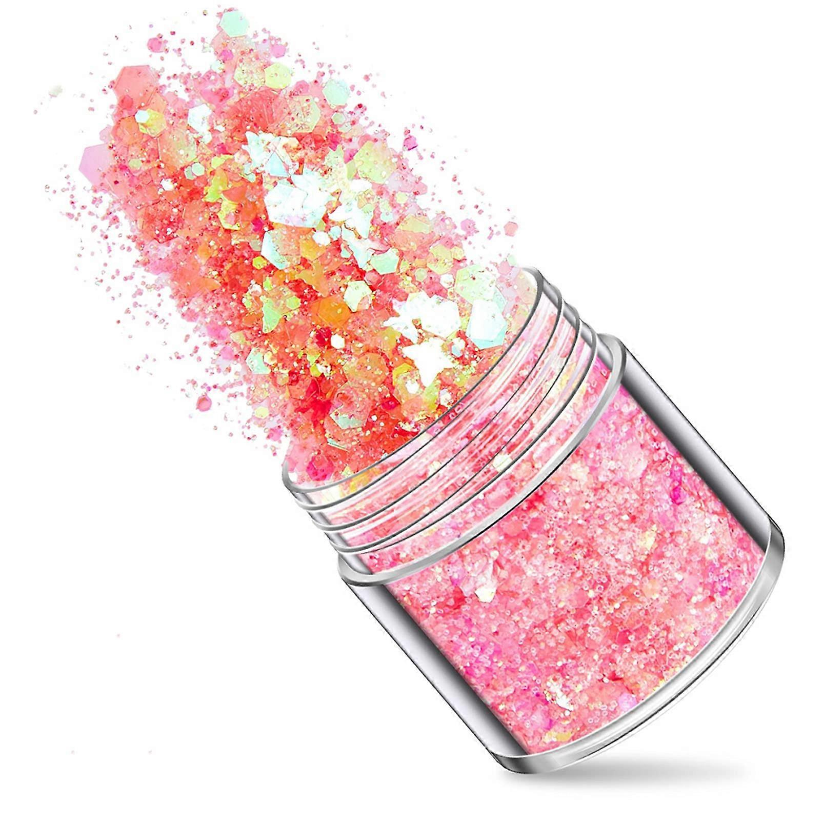 Pink Butterfly Hexagonal Nail Art Glitter Sequins Set, MultiUse Decoration with 12 Boxes