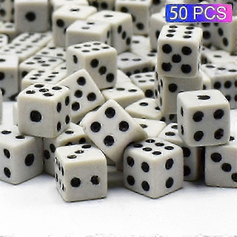 50Pcs 8mm Mini Dice Black White 6-Sided