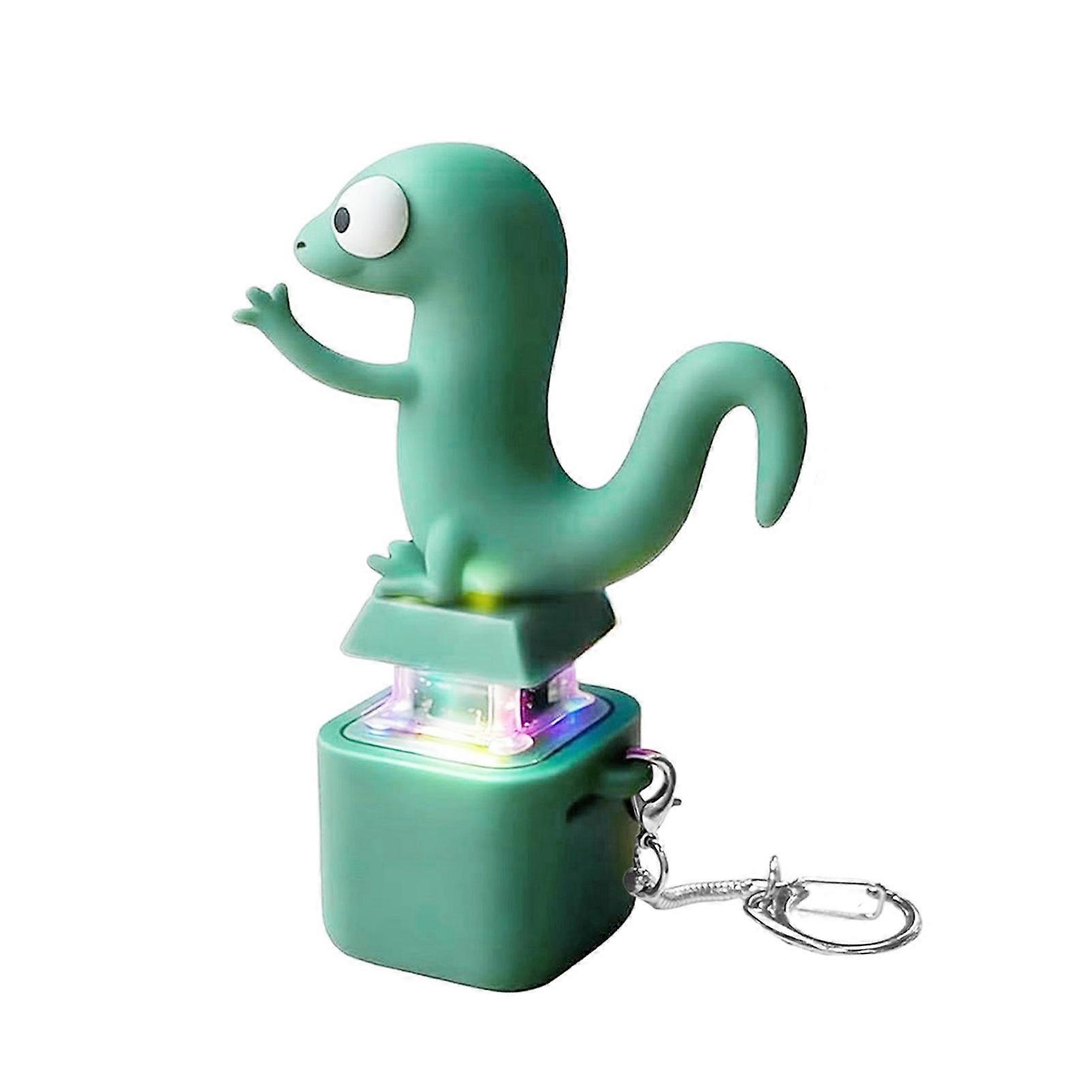 Lizard Button Keychain Decompression Toys Funny Lizard Sounds And Flash Effects Rechargeable