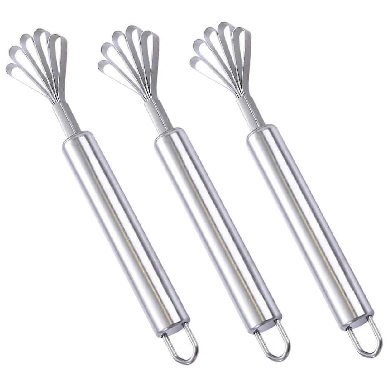 3Pcs Stainless Steel Coconut Meat Scraper Set with DualSided Fish Scaler for Efficient Removal