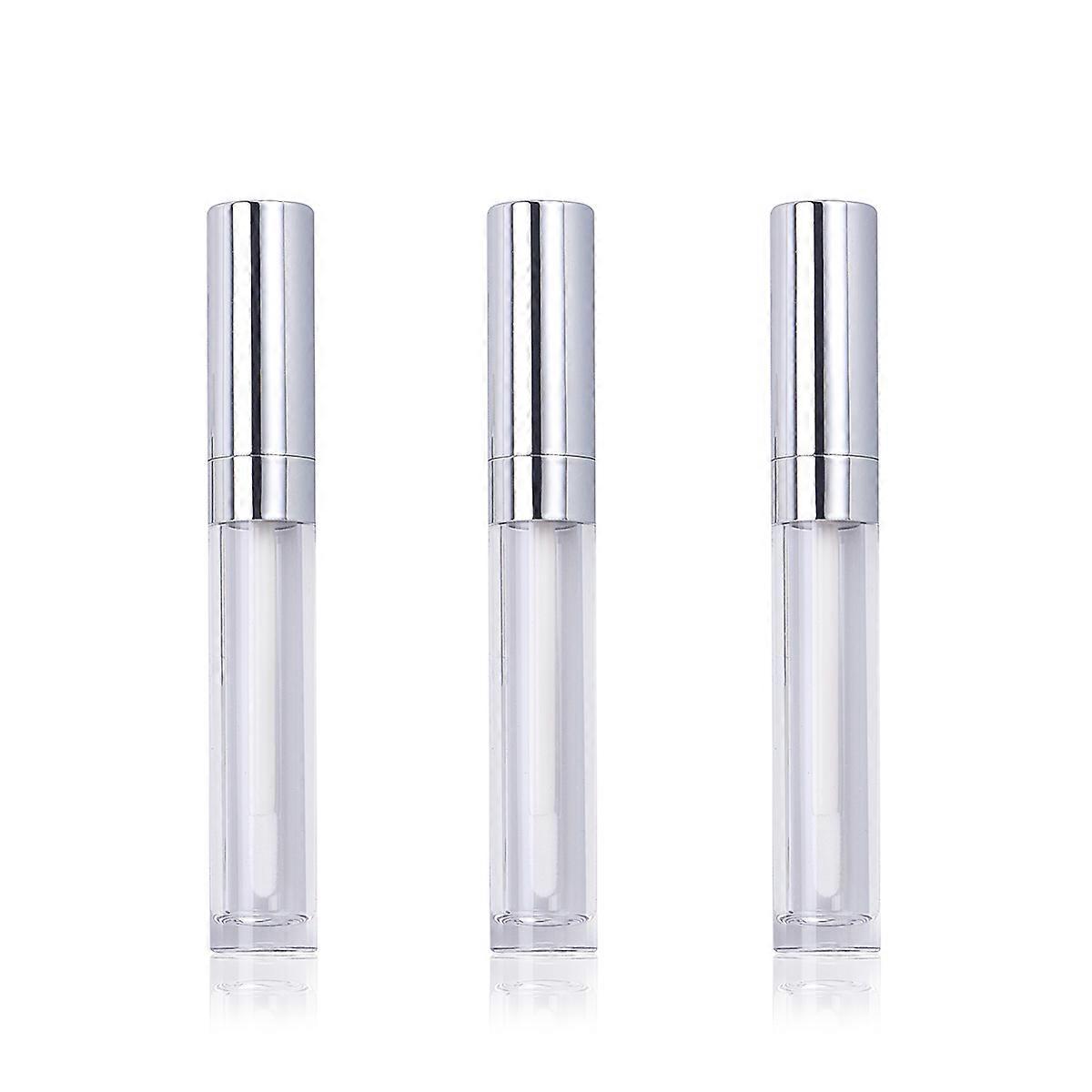 Lip Gloss Bottles Empty Tubes for Liquid Holding 3Pcs Silver Set