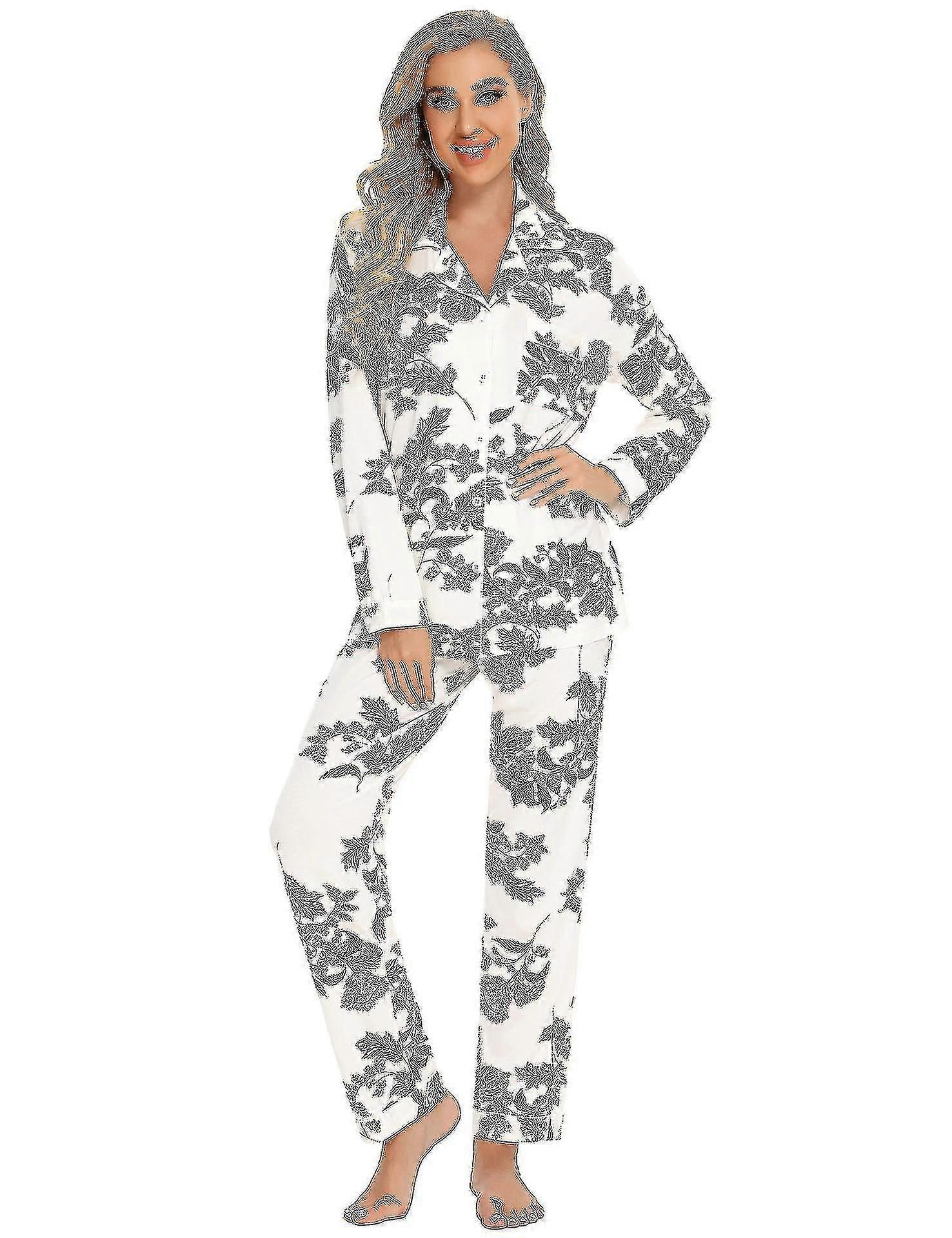 Damen Pyjama Set Langarm Nachtwäsche