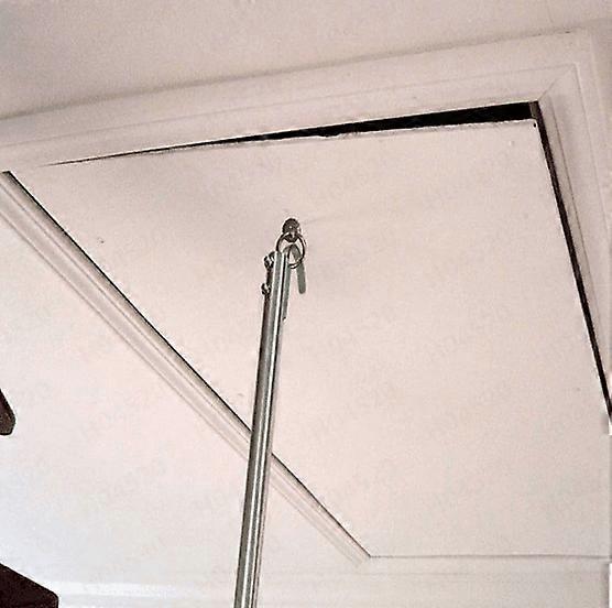 Attic Lower Pull Hook & Ladder Pull System Kit with Extension Rods, Nail Hooks, Semi-Circular Hangers