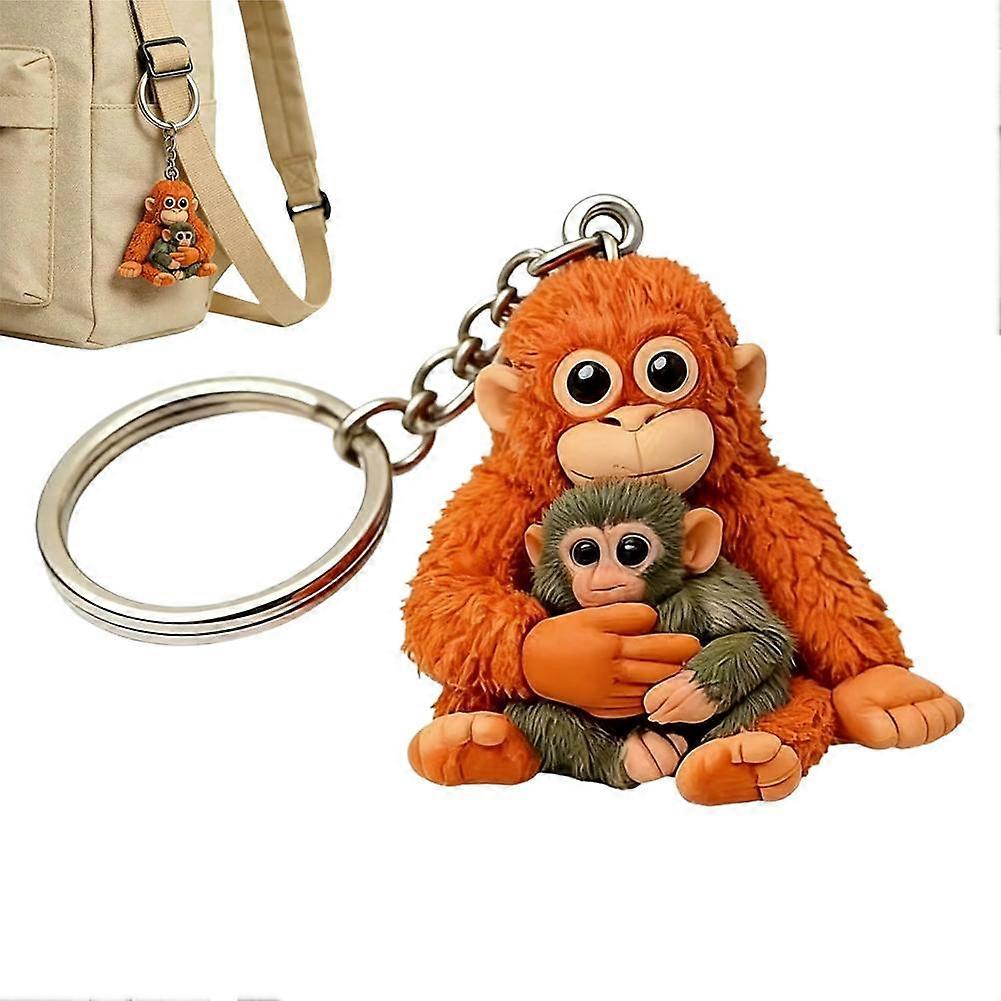 Protect Punch The Monkey Keychain, 3D Backpack Purse Hanging Keychain
