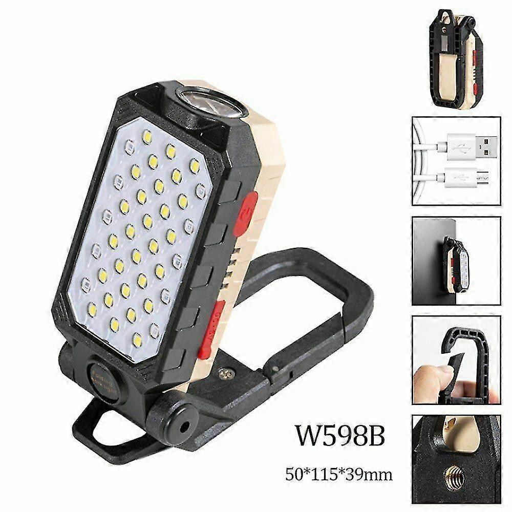USB Rechargeable COB+T6 LED Flashlight 4Mode Foldable Magnet Emergency Worklight