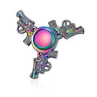 Giroscópio de ponta de dedo colorido, com três pistolas, feito de liga metálica, para aliviar a pressão.