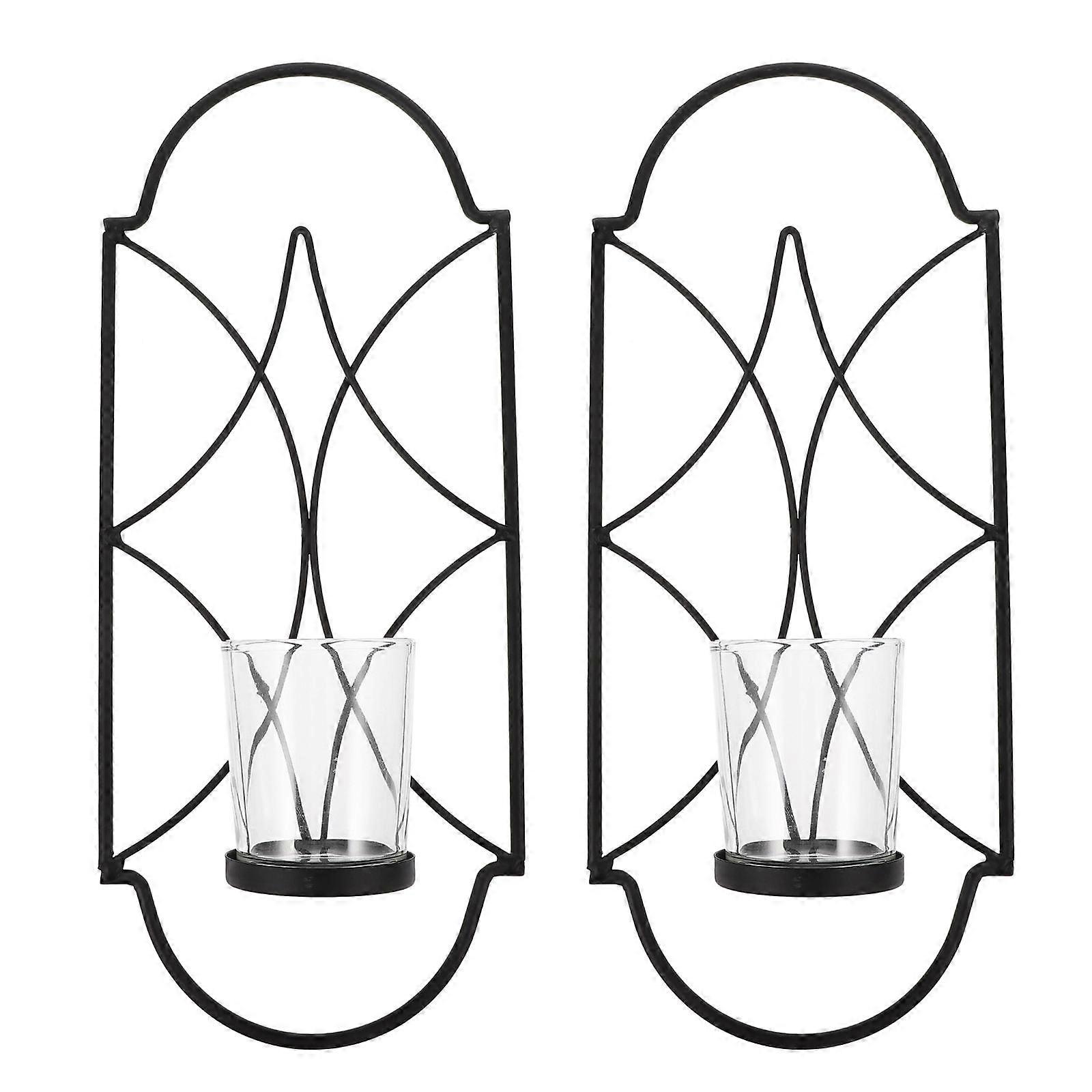 Black Metal Candlestick Wall Mounted Holder for 4Pcs