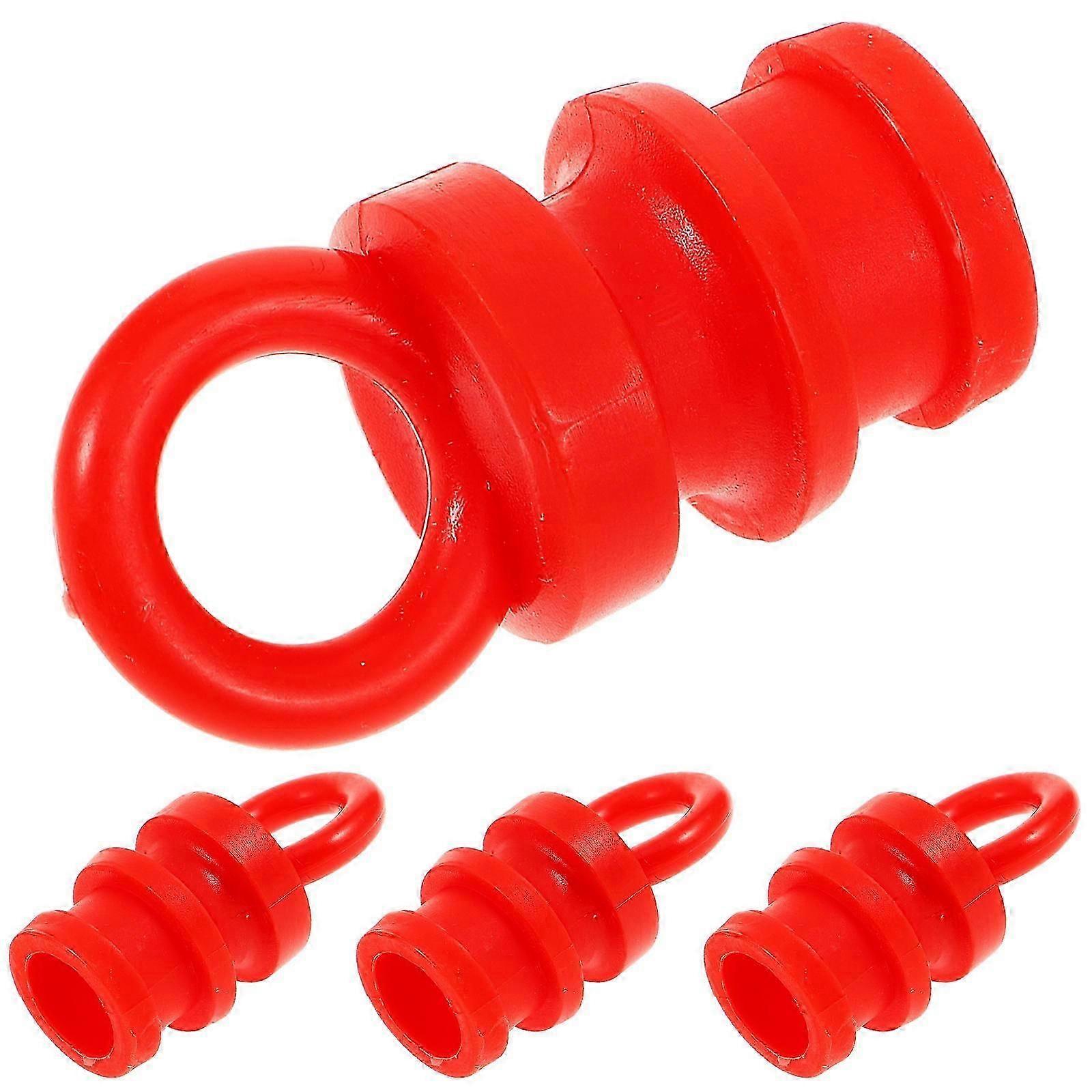 Red Plastic Warning Post Caps, 4-Pack, Round Design, External Covers for Safety Applications, Compatible with Standard Warning Posts