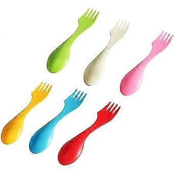 6-Piece Plastic Spork Set, 3-in-1 Camping Cutlery with Knife Edge, Portable Outdoor Spoon Fork