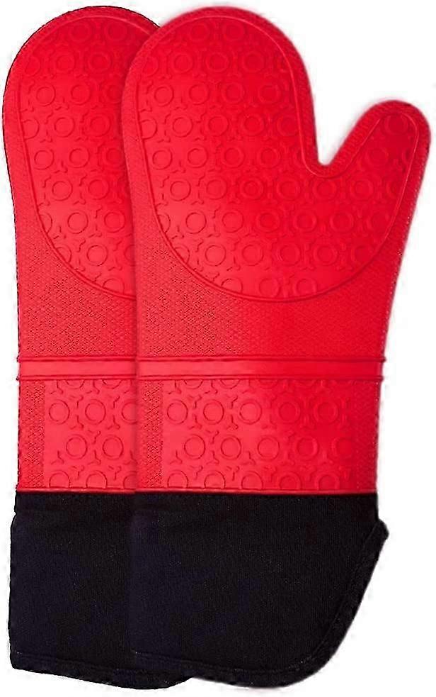 1 Pair Silicone Oven Gloves Red