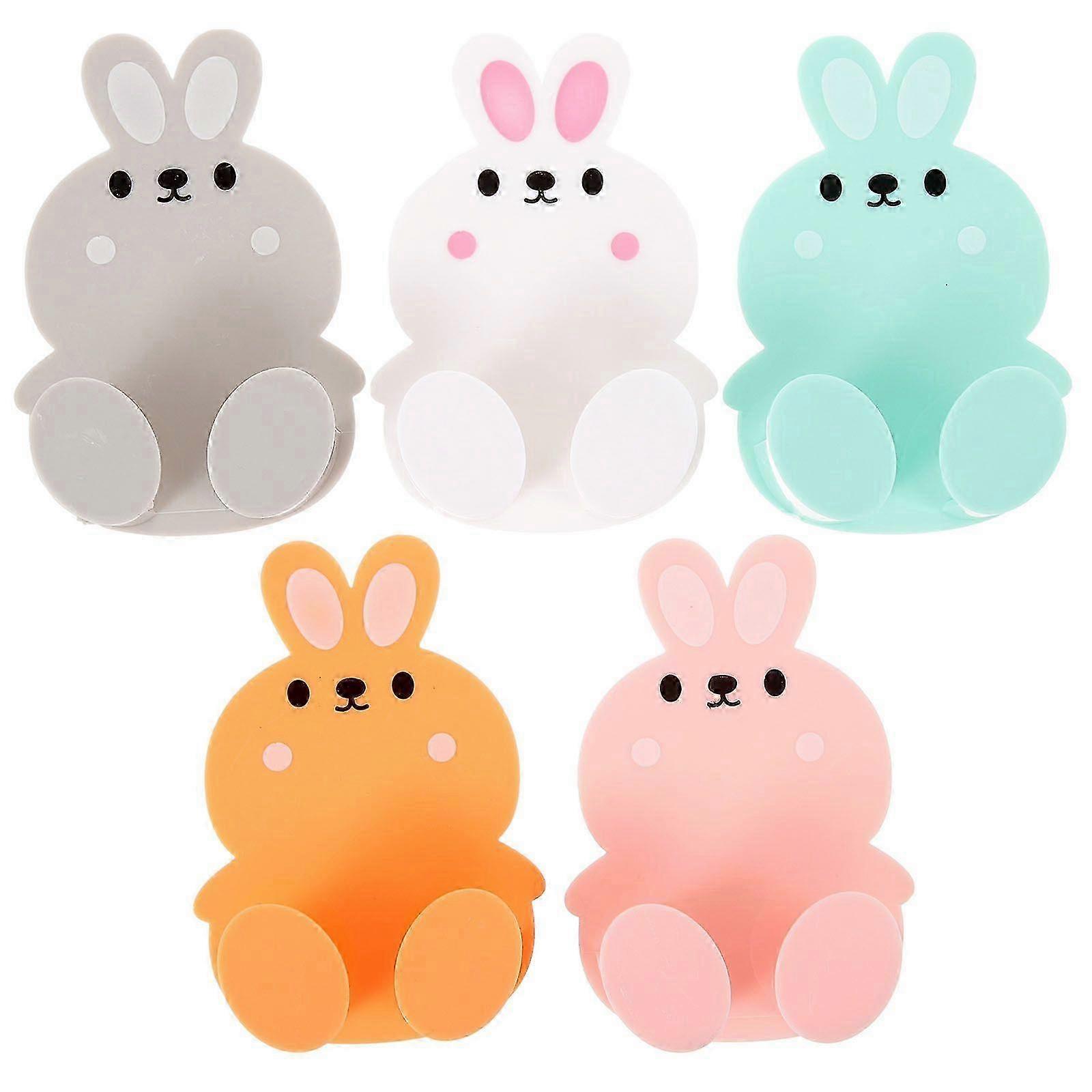 5pcs Plug Holder Cartoon Power Plug Hook Wall Adhesive Charger Hook Plug Hook
