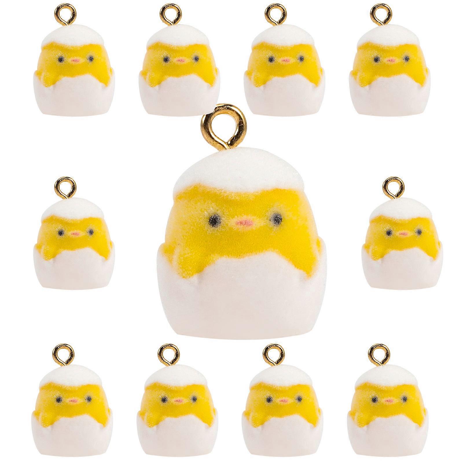 10pcs Easter-themed Pendant Accessory Easter Chick Eggshell  Pattern Earring Part Diy Pendant Material