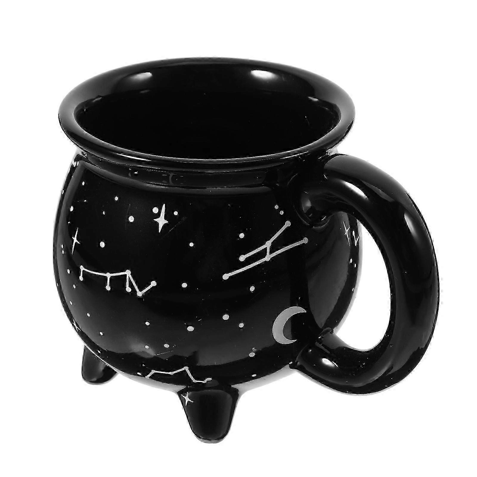 Decorative Ceramic Cauldron Mug compatible withCoffee Drinking 1 Piece Black