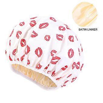 Shower cap for women and girls, reusable, extra large, washable, cute and soft, Eva printed waterproof swimming cap with color lining, hair care cap [