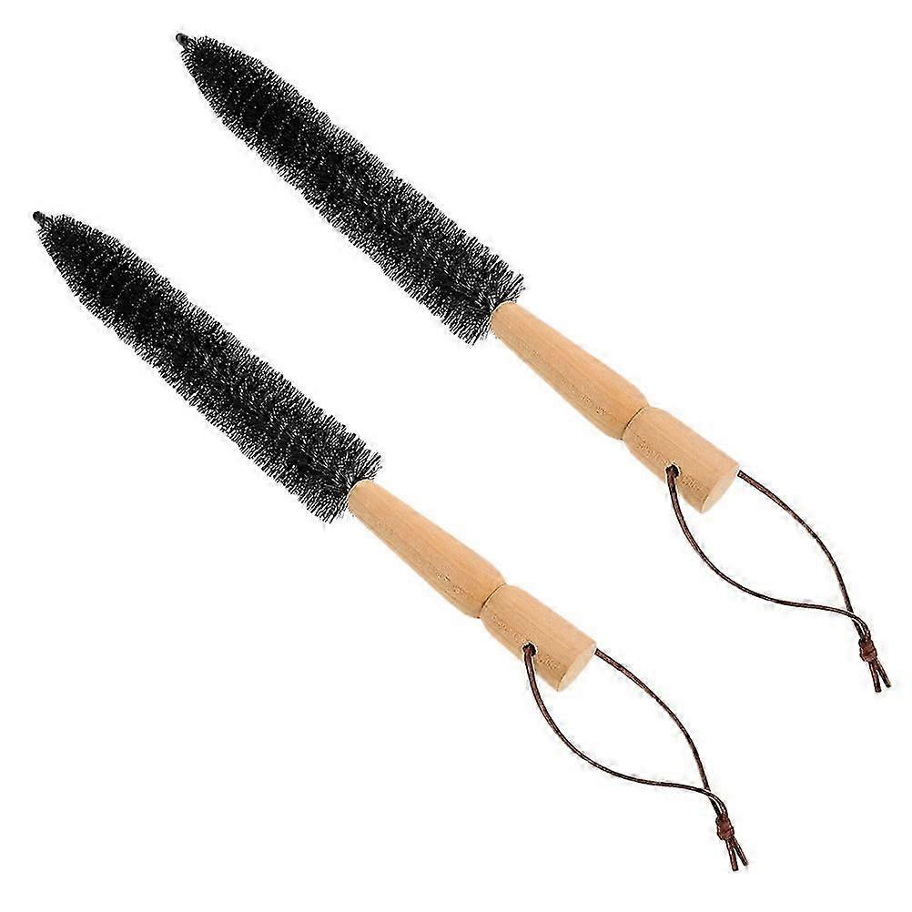 Multifunctional Fireplace Chimney Brush Set, Ergonomic Handle, Nylon Bristles, Stainless Steel & Wood, 2-Piece