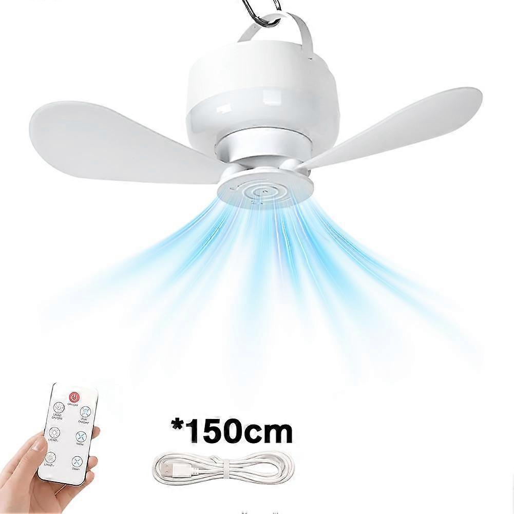Ventilateur de plafond USB avec télécommande - Suspendu, rechargeable, pour dortoir, 11 x 11 x 8,5 cm