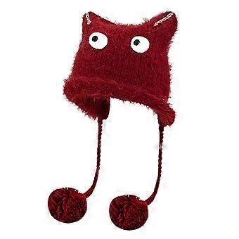 Precioso gorro con orejas de gato para adultos, estilo años 2000, gorros de calavera novedosos para adolescentes, gorro grueso y cálido para invierno y otoño.