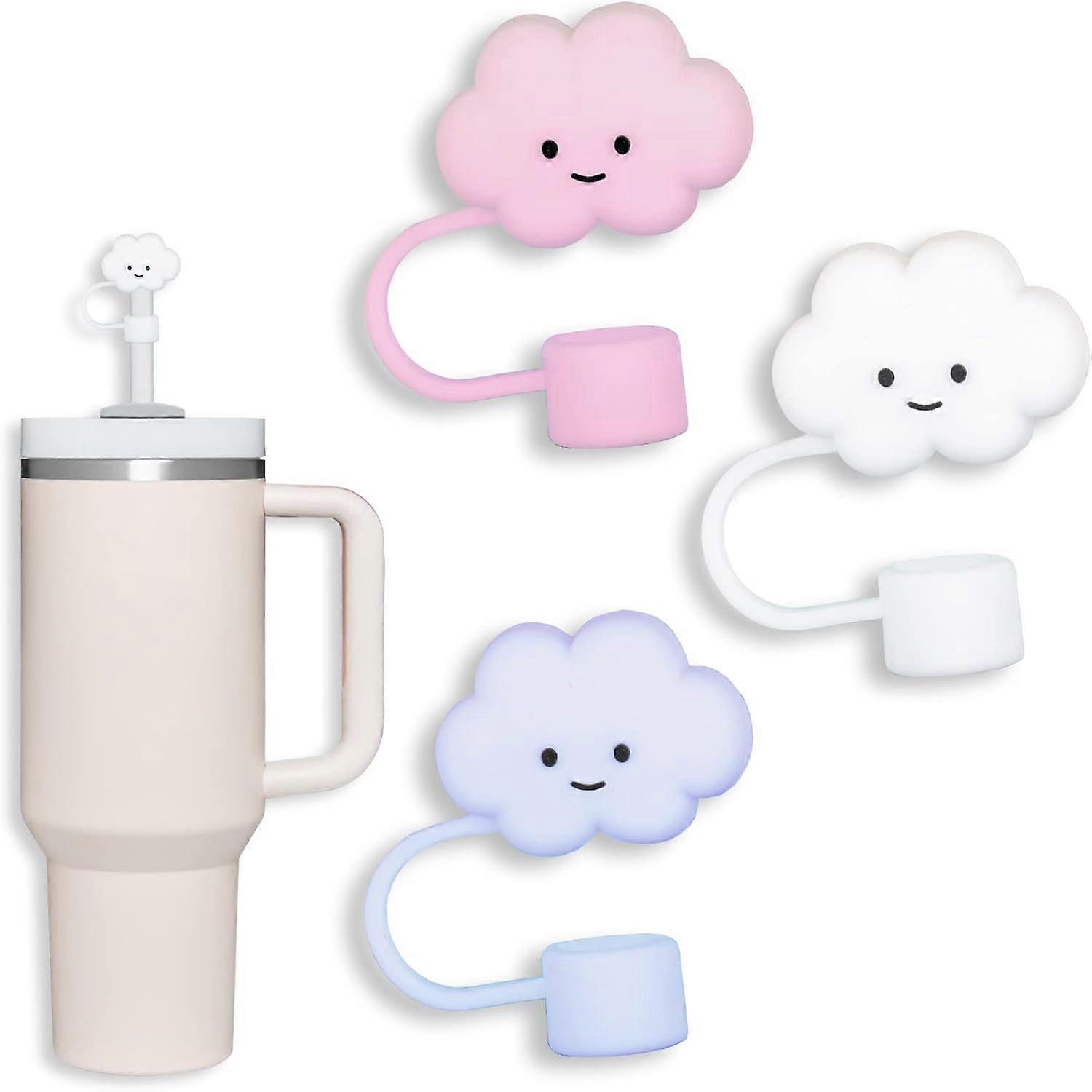Ubiuo 3 Pack Compatible with Stanley 30&40 Oz Tumbler, 10mm Cloud Shape Straw Covers Cap, Cute Silicone Cloud Straw Covers, Straw Protectors, Soft ...