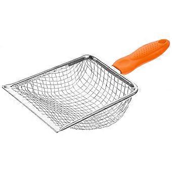 Durable Stainless Steel Cat Litter Scoop for Home Use Orange Color