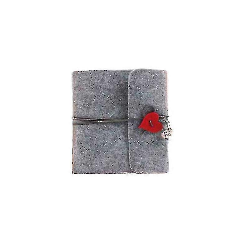 30-Page Felt Photo Album, Self-Adhesive, Handmade Vintage Style, Flexible Ring Binder, Light Grey - 201x247mm
