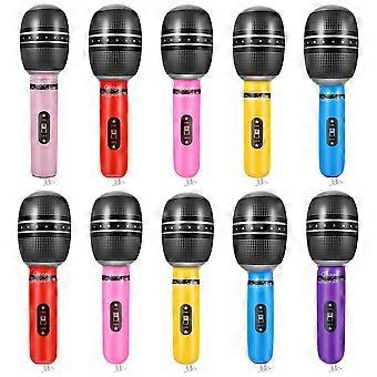 Inflatable Microphone Pretend Play Toy for Party 10Pcs Assorted Color PVC Props
