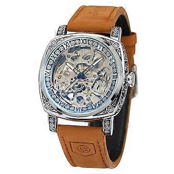 FORSINING Watches compatible with Men Hollow Fully Automatic Mechanical Watch Luminous Waterproof Clock Leather Strap Men Watch Reloj Hombre