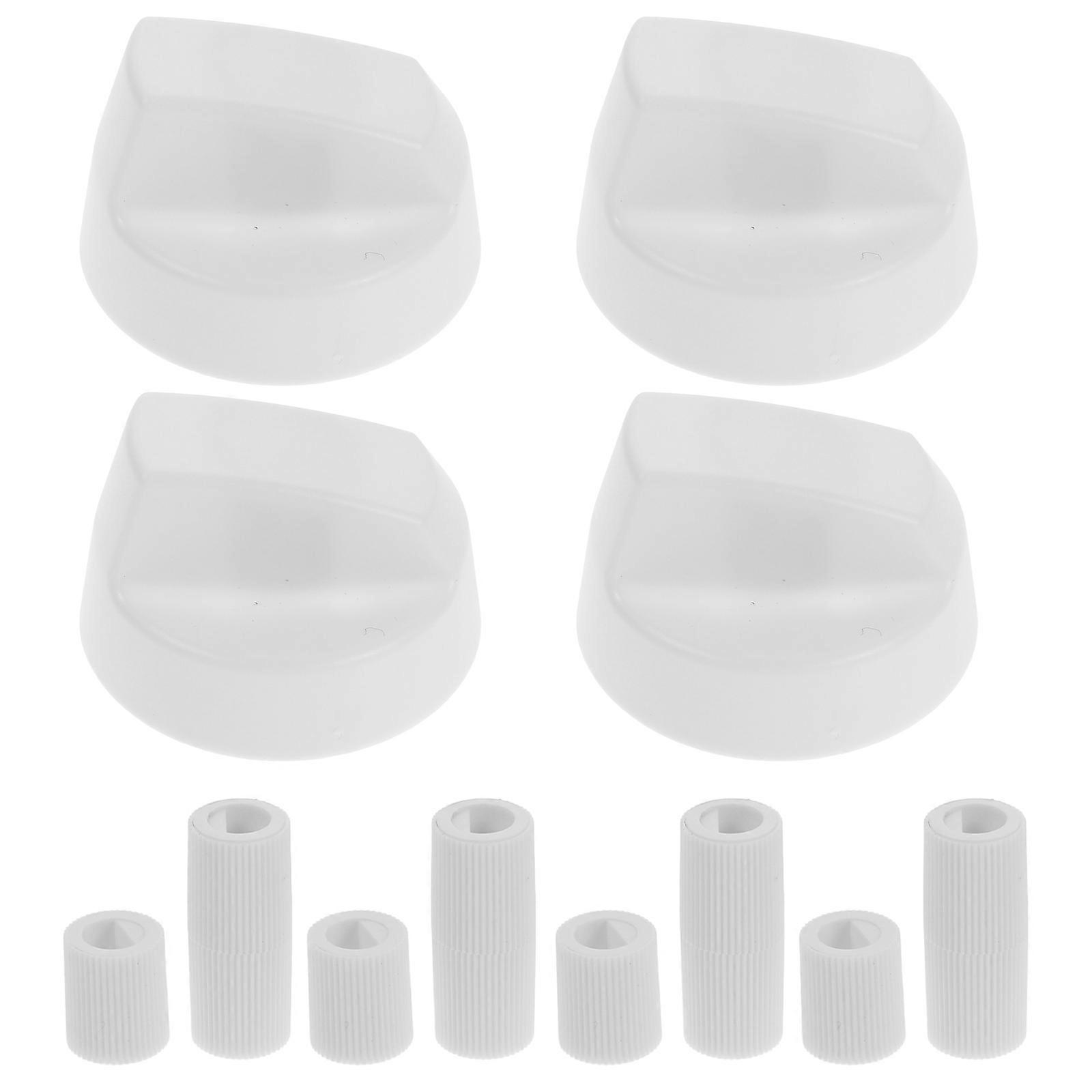 4 Pack Universal Control Knobs With 12 Adapters Plastic Stove Knobs Replacement Parts Compatible For Oven Stove Or Ranges White