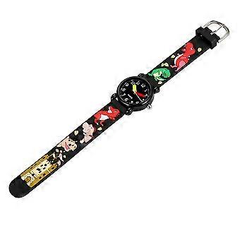 Cartoon Kids Watch 3D Cartoon Watch Black Color Metal Quartz Movement Wristwatch for Boys Girls Daily Use 1Pack