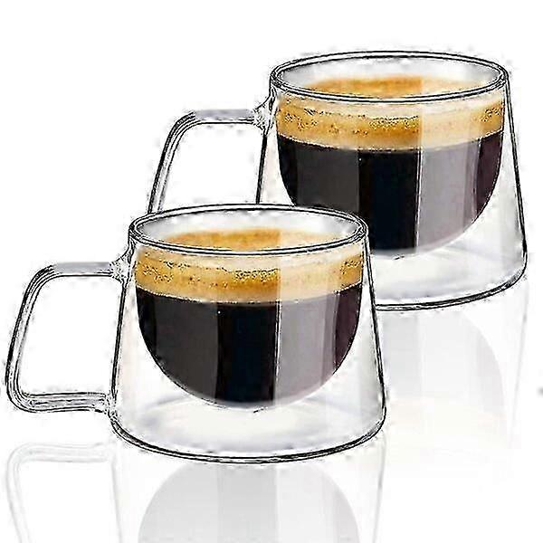 Sturdy Two 200ML Double-layer Coffee Cups, Keeping Cold & Warm