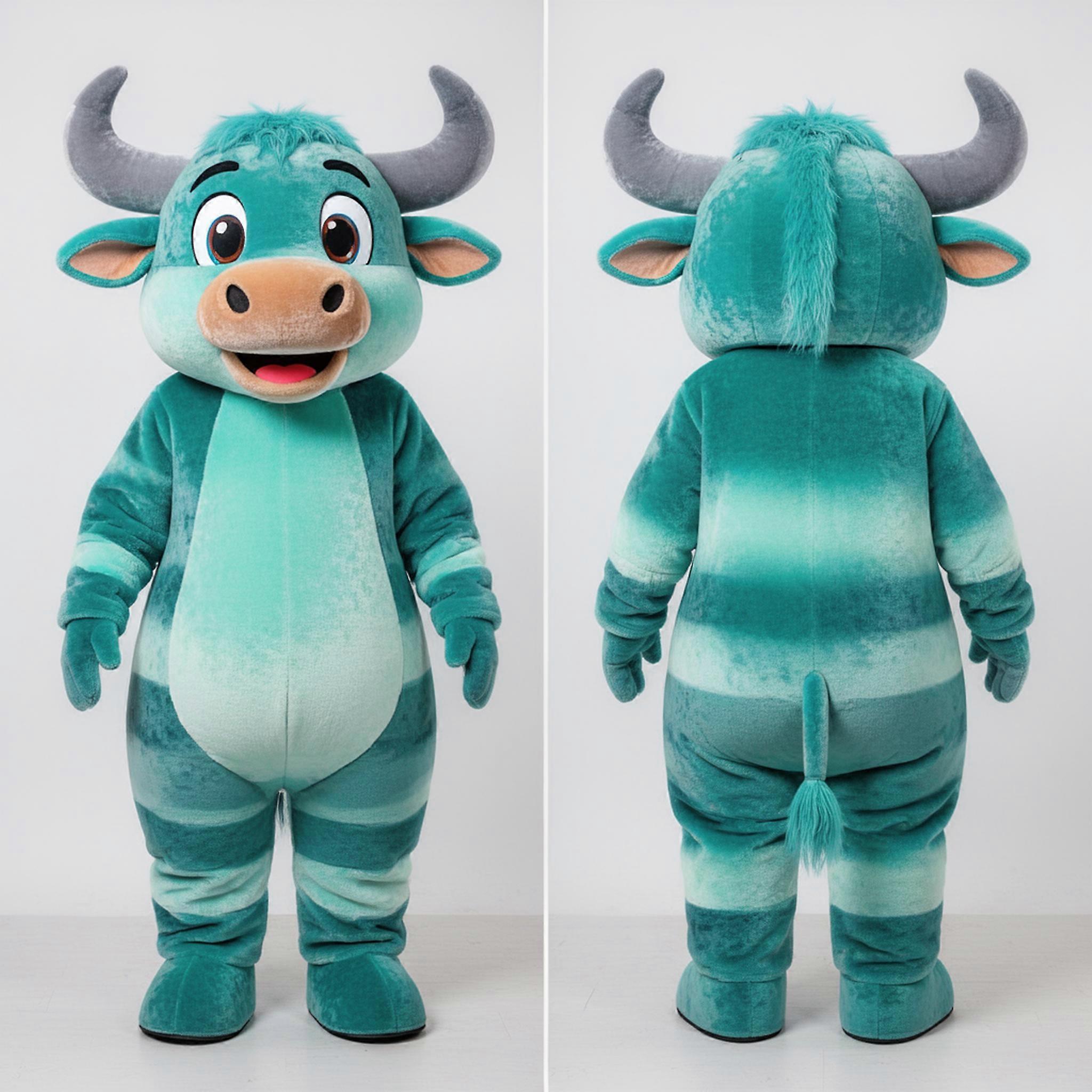 MASTICOT Teal Rounded Zebu Mascot